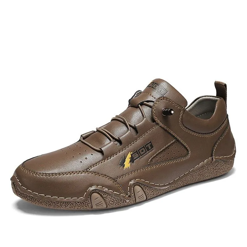 Men's Casual Lace-Up Leather Sneakers