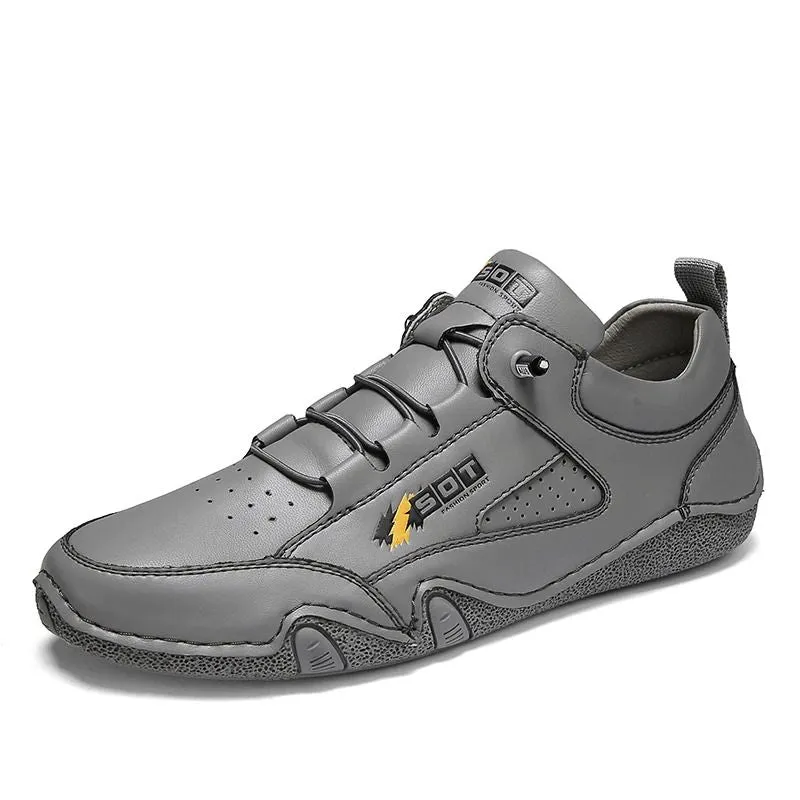 Men's Casual Lace-Up Leather Sneakers
