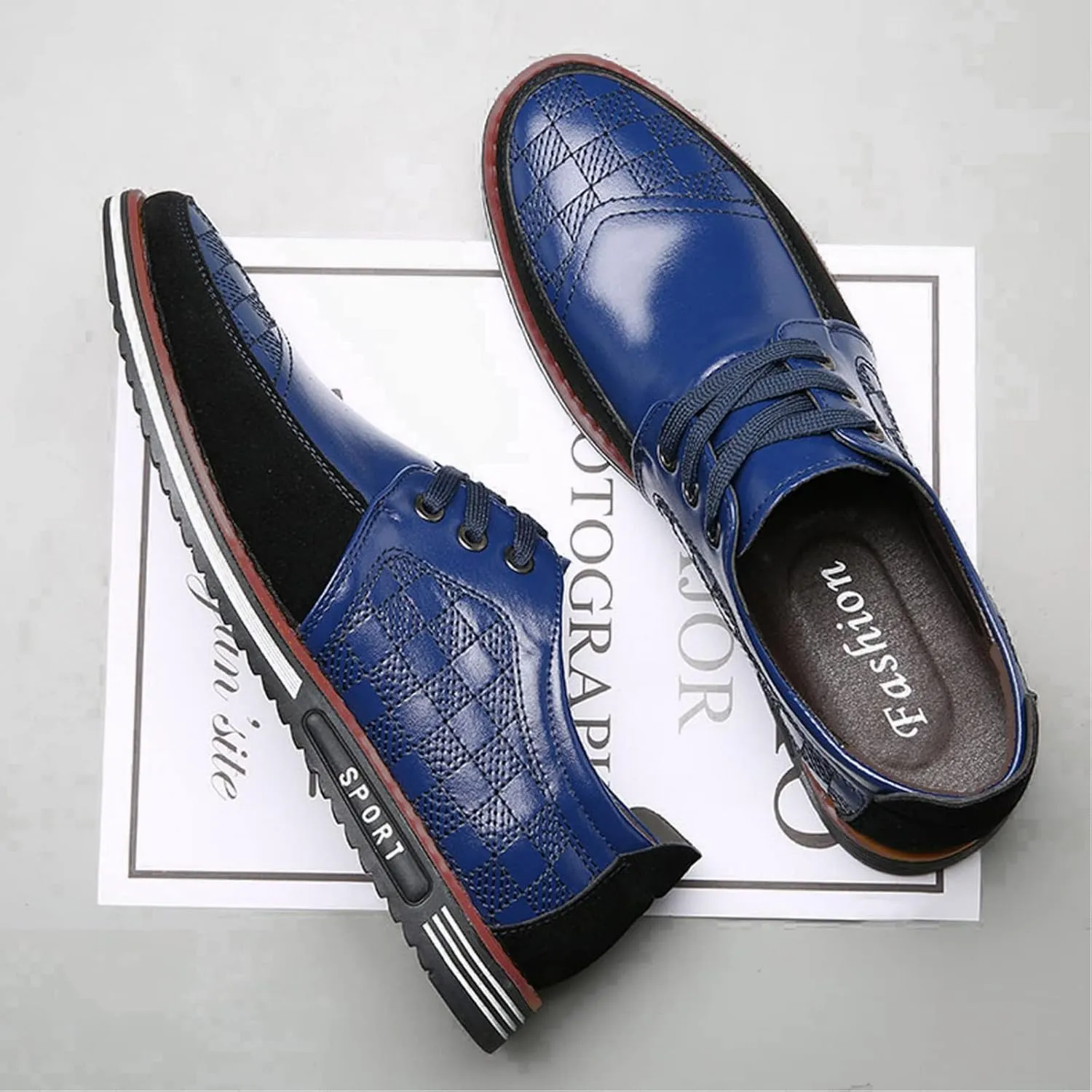 Men's Causal Oxfords Business Dress Shoes Lightweight Lace up Leather Loafers Classic Formal Shoes Driving Walking