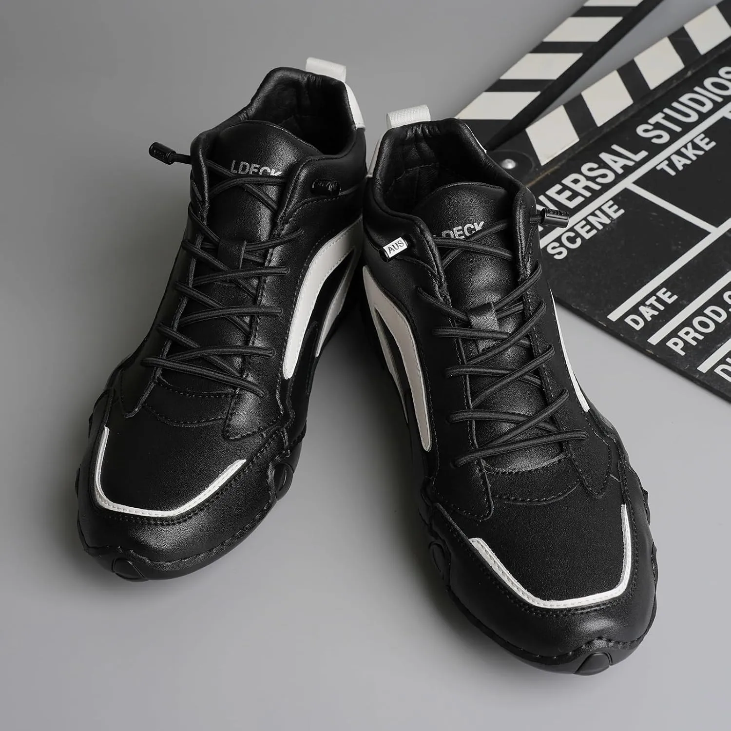 Men's Fashion Leather Waterproof Hiking Shoes Lightweight Lace Up Sports Sneakers Casual Slip-on Non-Slip Walking Shoes Chukka Boots (Color : Black, Size : 9)