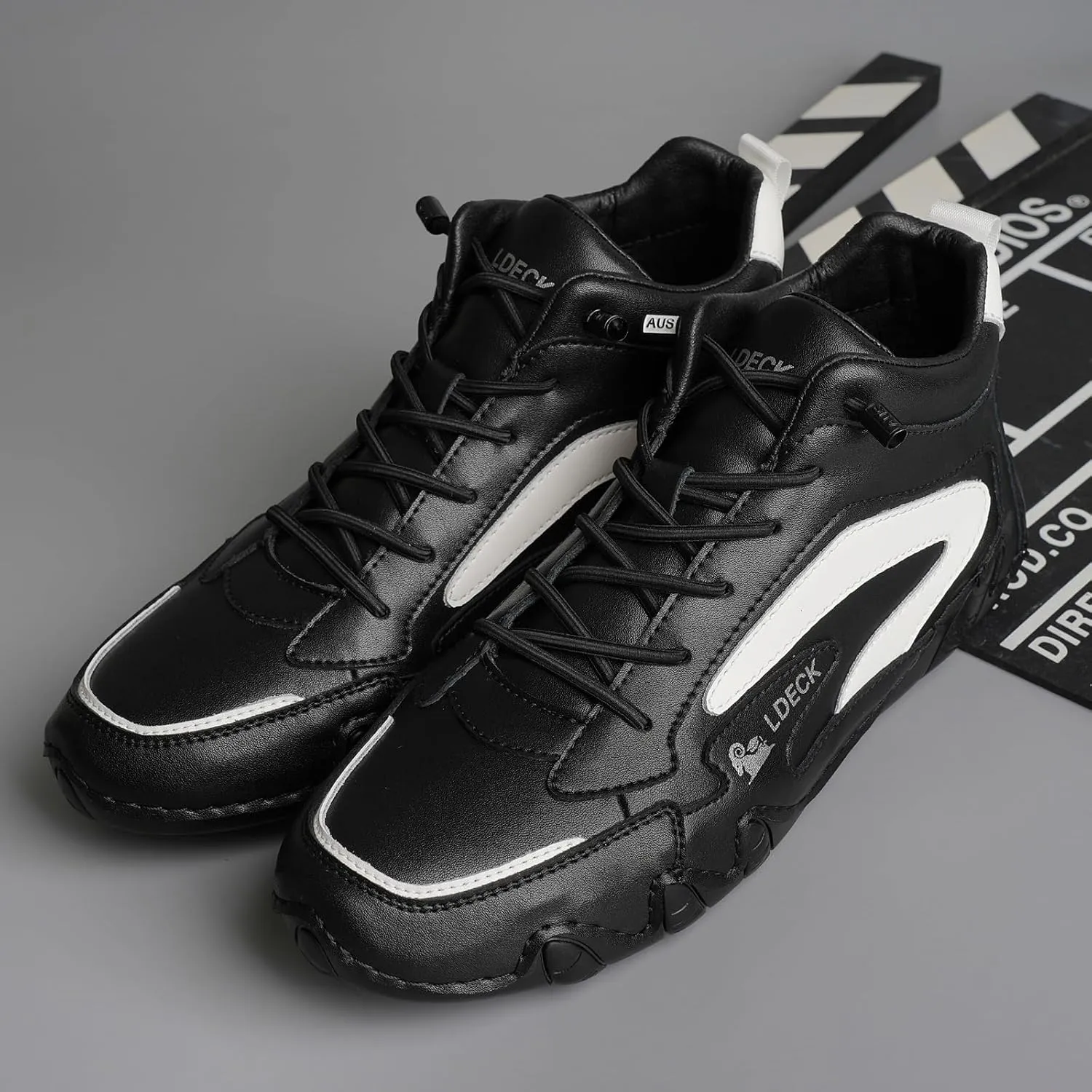 Men's Fashion Leather Waterproof Hiking Shoes Lightweight Lace Up Sports Sneakers Casual Slip-on Non-Slip Walking Shoes Chukka Boots (Color : Black, Size : 9)