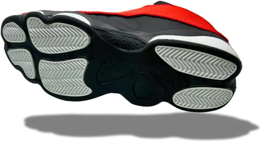 Men's High-Performance Basketball Shoes, Red & White Athletic Sneakers with Durable Outsole