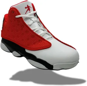 Men's High-Performance Basketball Shoes, Red & White Athletic Sneakers with Durable Outsole