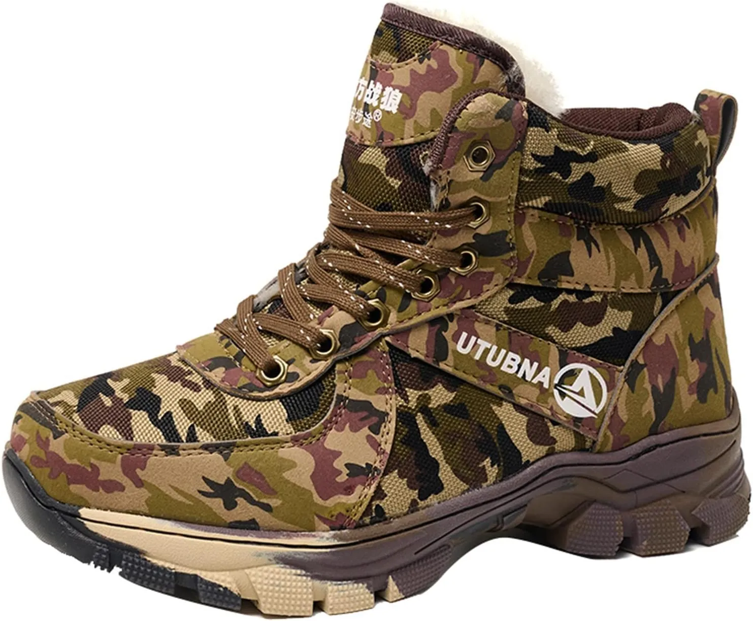 Mens Hiking Boots, Waterproof Insulated Fur Boots Warm Ankle Booties Outdoor Work Boots Work Boots for Women