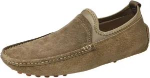 Men's Lightweight Suede Loafers - Genuine Leather Moc Toe Slip-Ons with Anti-Slip Sole, Flexible Fit, and Large Sizes for Casual and Wedding Wear
