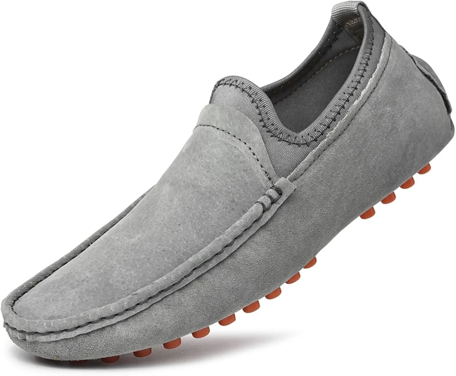 Men's Lightweight Suede Loafers - Genuine Leather Moc Toe Slip-Ons with Anti-Slip Sole, Flexible Fit, and Large Sizes for Casual and Wedding Wear