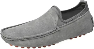 Men's Lightweight Suede Loafers - Genuine Leather Moc Toe Slip-Ons with Anti-Slip Sole, Flexible Fit, and Large Sizes for Casual and Wedding Wear