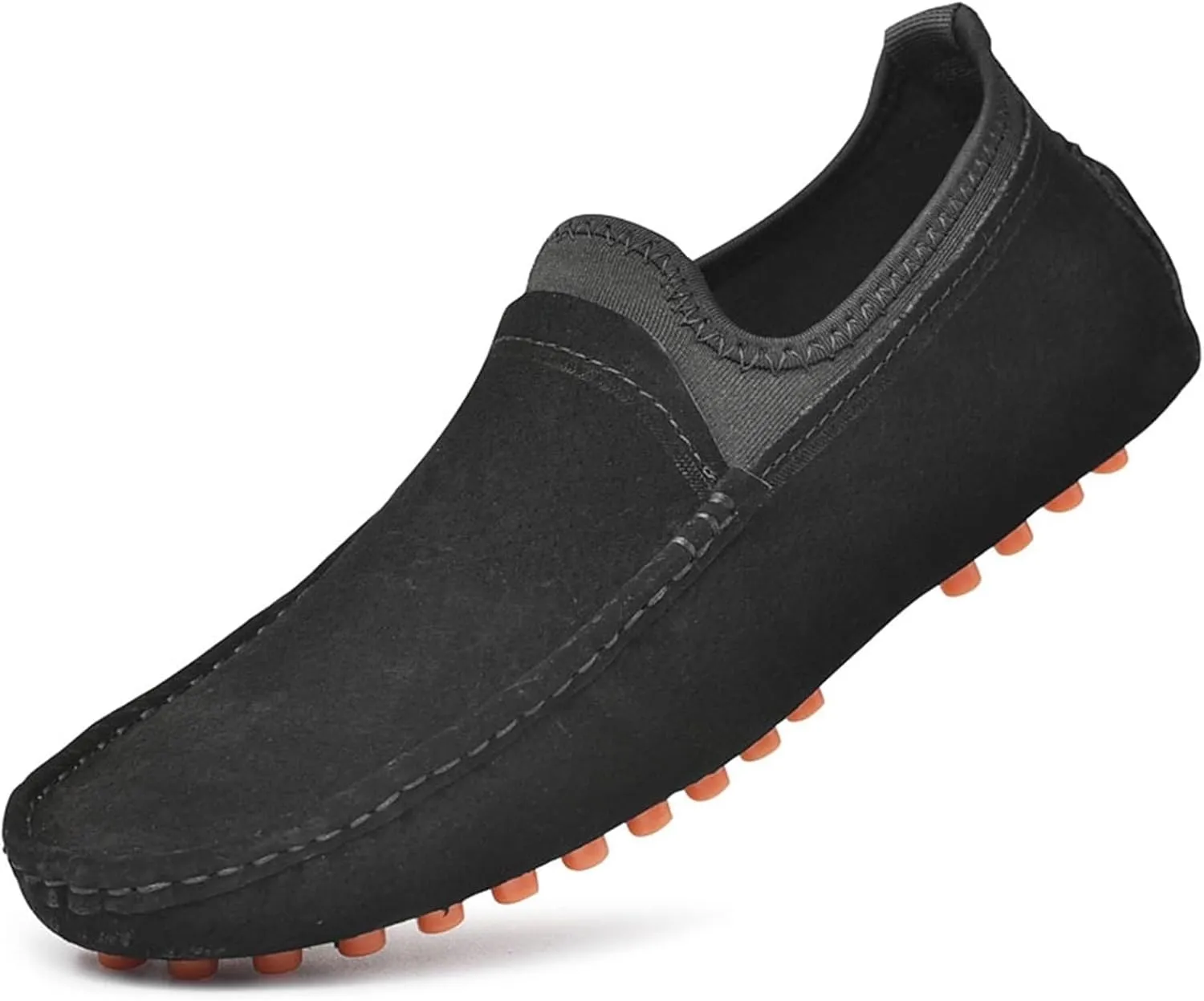 Men's Lightweight Suede Loafers - Genuine Leather Moc Toe Slip-Ons with Anti-Slip Sole, Flexible Fit, and Large Sizes for Casual and Wedding Wear