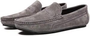 Men's Loafers Round Toe Suede Vamp Driving Loafers Flat Heel Lightweight Anti-Slip Party Slip-ons