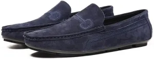 Men's Loafers Round Toe Suede Vamp Driving Loafers Flat Heel Lightweight Anti-Slip Party Slip-ons
