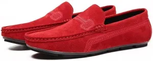 Men's Loafers Round Toe Suede Vamp Driving Loafers Flat Heel Lightweight Anti-Slip Party Slip-ons