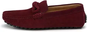 Mens Loafers Shoe Genuine Leather Suede Vamp Breathable Stitching Details Round Toe Slip Resistant Lightweight Flexible Anti-Slip Wedding Slip-ons (Color : Wine Red, Size : 7)