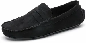 Mens Loafers Shoe Round Toe Suede Vamp Penny Driving Loafers Flat Heel Flexible Comfortable Walking Slip-ons