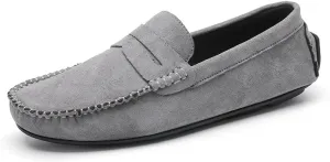 Mens Loafers Shoe Round Toe Suede Vamp Penny Driving Loafers Flat Heel Flexible Comfortable Walking Slip-ons