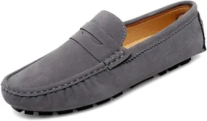 Mens Loafers Shoe Solid Color Round Toe Suede Vamp Penny Driving Loafers Slip Resistant Lightweight Comfortable Classic Slip-ons