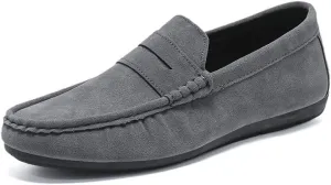Mens Loafers Shoe Suede Vamp Driving Penny Loafers Apron Toe Anti-Slip Lightweight Comfortable Prom Slip-ons