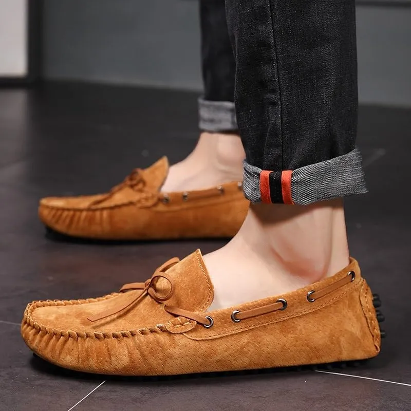 Men's Loafers Shoes Round Toe Solid Color Suede Vamp Boat Driving Loafers Comfortable Slip Resistant Lightweight Fashion Slip-ons