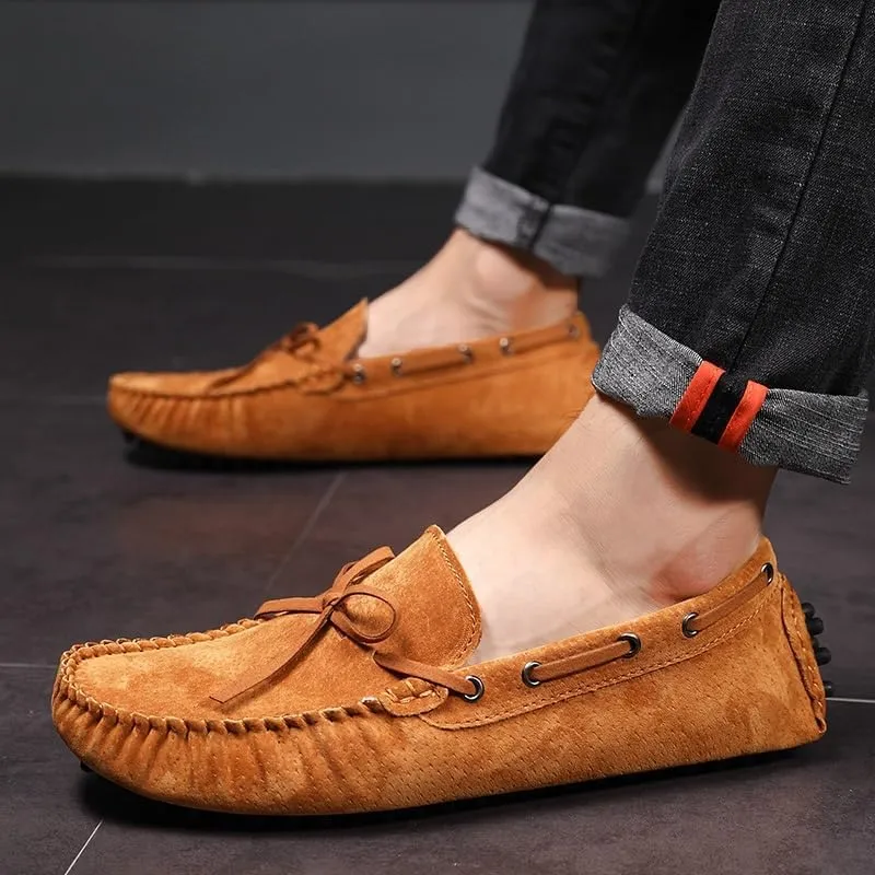 Men's Loafers Shoes Round Toe Solid Color Suede Vamp Boat Driving Loafers Comfortable Slip Resistant Lightweight Fashion Slip-ons