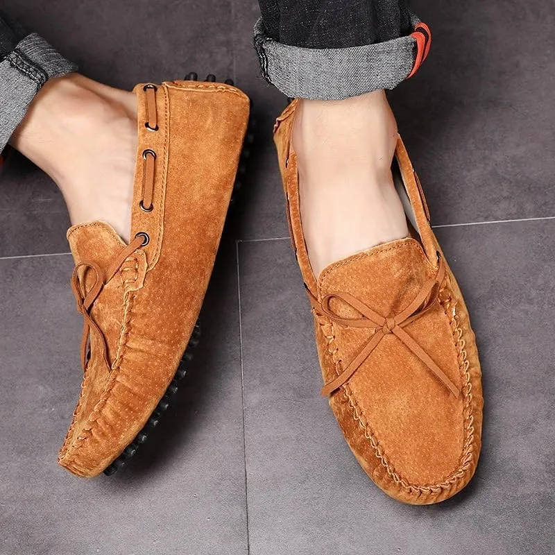 Men's Loafers Shoes Round Toe Solid Color Suede Vamp Boat Driving Loafers Comfortable Slip Resistant Lightweight Fashion Slip-ons
