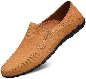 Men's Loafers Shoes Round Toe Suede Vamp Loafer Shoes Flat Heel Flexible Slip Resistant Wedding Slip-ons