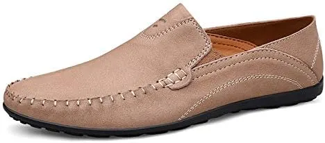 Men's Loafers Shoes Round Toe Suede Vamp Loafer Shoes Flat Heel Flexible Slip Resistant Wedding Slip-ons