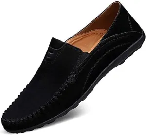 Men's Loafers Shoes Round Toe Suede Vamp Loafer Shoes Flat Heel Flexible Slip Resistant Wedding Slip-ons