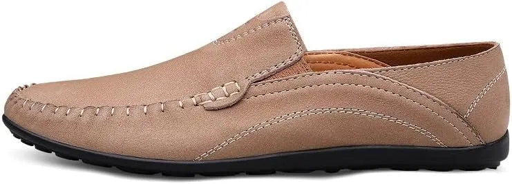 Men's Loafers Shoes Round Toe Suede Vamp Loafer Shoes Flat Heel Flexible Slip Resistant Wedding Slip-ons