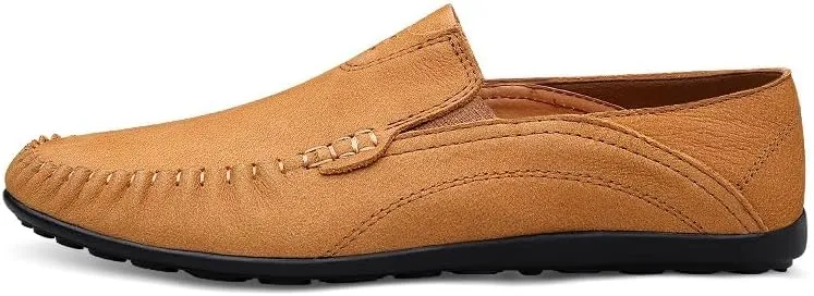 Men's Loafers Shoes Round Toe Suede Vamp Loafer Shoes Flat Heel Flexible Slip Resistant Wedding Slip-ons