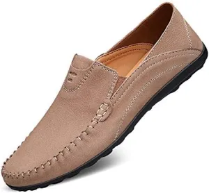 Men's Loafers Shoes Round Toe Suede Vamp Loafer Shoes Flat Heel Flexible Slip Resistant Wedding Slip-ons