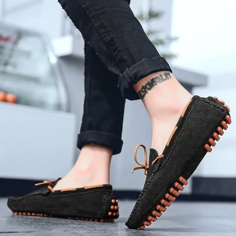 Men's Loafers Square Toe Suede Vamp Driving Loafers Moccasins Boat Shoes Anti-Slip Flexible Lightweight Wedding Slip-ons