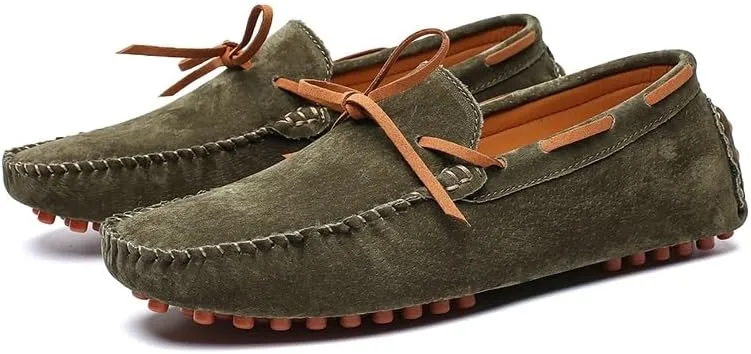 Men's Loafers Square Toe Suede Vamp Driving Loafers Moccasins Boat Shoes Anti-Slip Flexible Lightweight Wedding Slip-ons