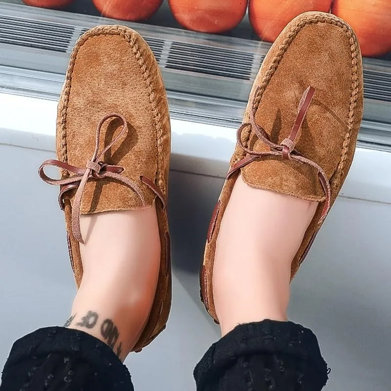 Men's Loafers Square Toe Suede Vamp Driving Loafers Moccasins Boat Shoes Anti-Slip Flexible Lightweight Wedding Slip-ons