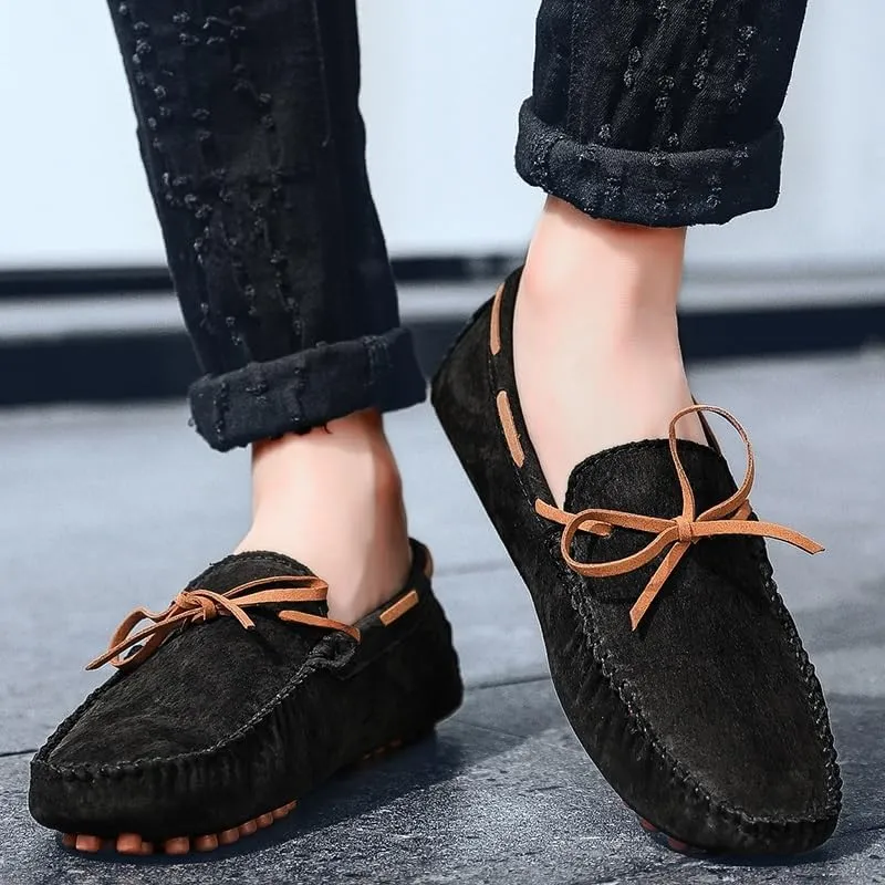 Men's Loafers Square Toe Suede Vamp Driving Loafers Moccasins Boat Shoes Anti-Slip Flexible Lightweight Wedding Slip-ons