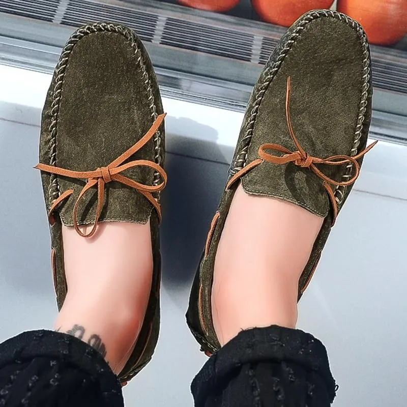 Men's Loafers Square Toe Suede Vamp Driving Loafers Moccasins Boat Shoes Anti-Slip Flexible Lightweight Wedding Slip-ons