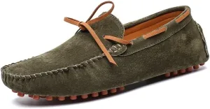 Men's Loafers Square Toe Suede Vamp Driving Loafers Moccasins Boat Shoes Anti-Slip Flexible Lightweight Wedding Slip-ons
