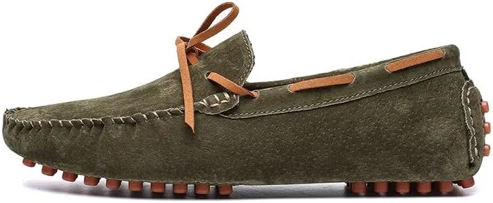 Men's Loafers Square Toe Suede Vamp Driving Loafers Moccasins Boat Shoes Anti-Slip Flexible Lightweight Wedding Slip-ons