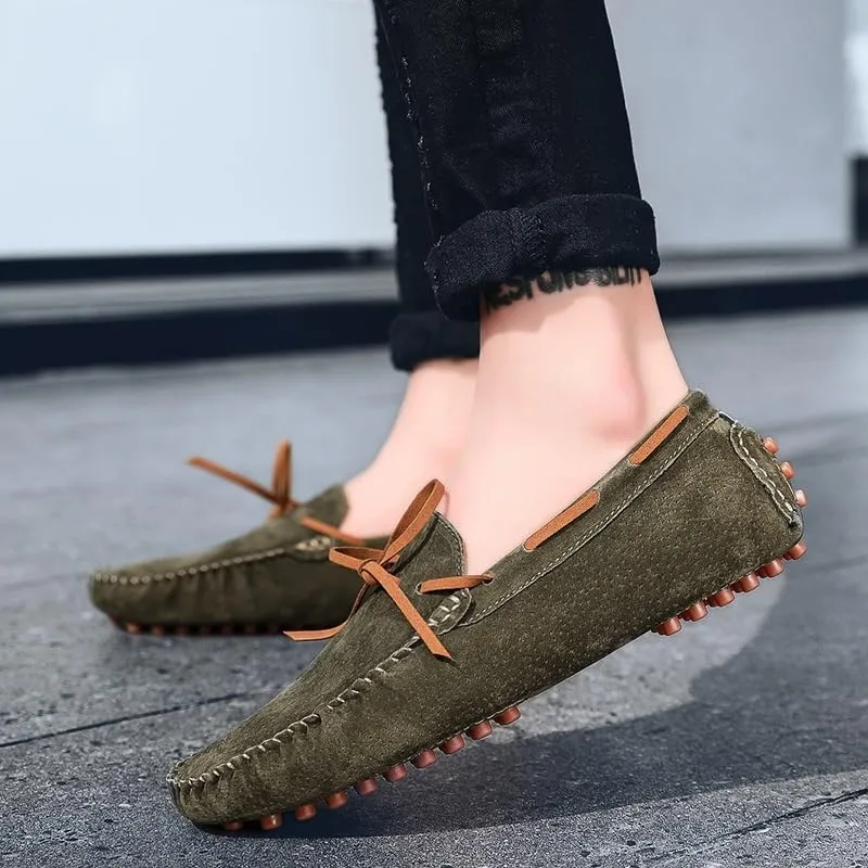 Men's Loafers Square Toe Suede Vamp Driving Loafers Moccasins Boat Shoes Anti-Slip Flexible Lightweight Wedding Slip-ons