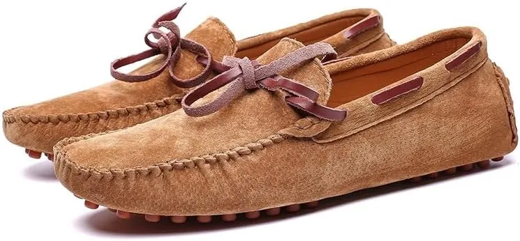 Men's Loafers Square Toe Suede Vamp Driving Loafers Moccasins Boat Shoes Anti-Slip Flexible Lightweight Wedding Slip-ons