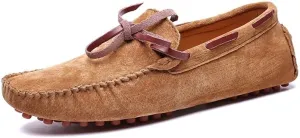 Men's Loafers Square Toe Suede Vamp Driving Loafers Moccasins Boat Shoes Anti-Slip Flexible Lightweight Wedding Slip-ons