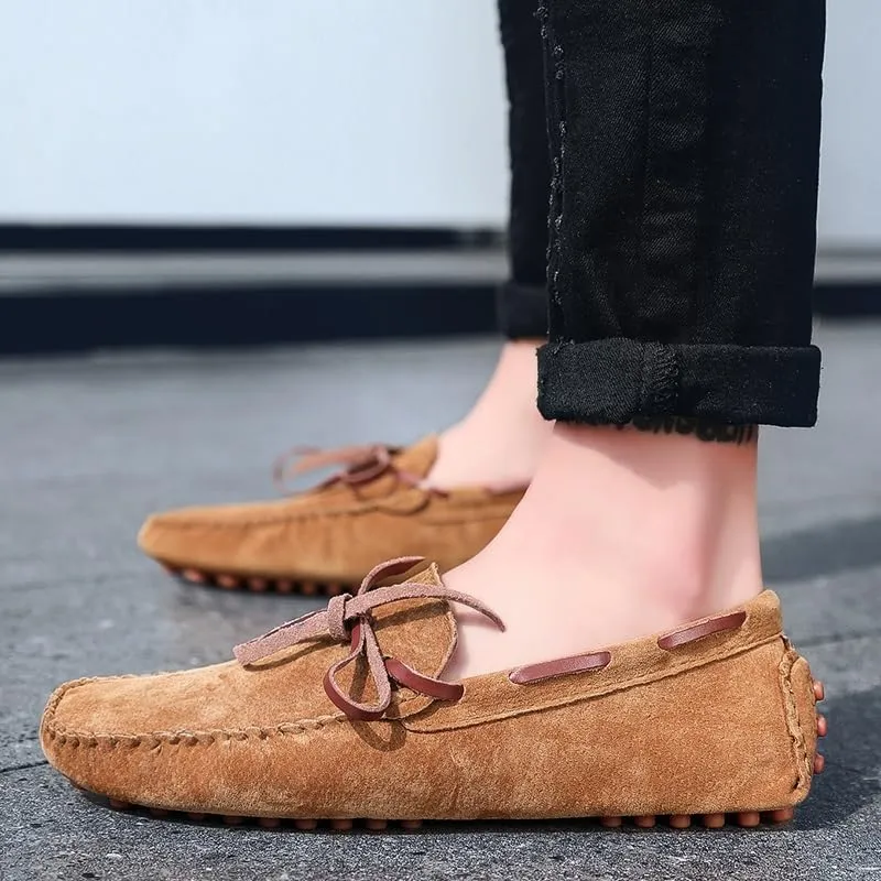 Men's Loafers Square Toe Suede Vamp Driving Loafers Moccasins Boat Shoes Anti-Slip Flexible Lightweight Wedding Slip-ons
