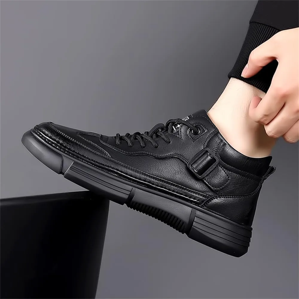 Men's Premium Leather Casual Walking Hiking Work Ankle Boots Winter Waterproof Warm Snow Boots