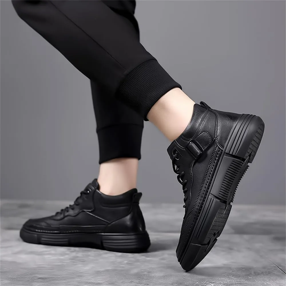 Men's Premium Leather Casual Walking Hiking Work Ankle Boots Winter Waterproof Warm Snow Boots