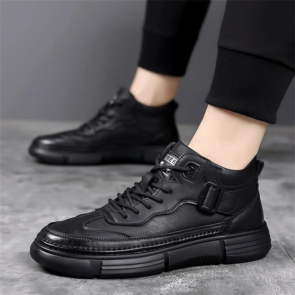 Men's Premium Leather Casual Walking Hiking Work Ankle Boots Winter Waterproof Warm Snow Boots