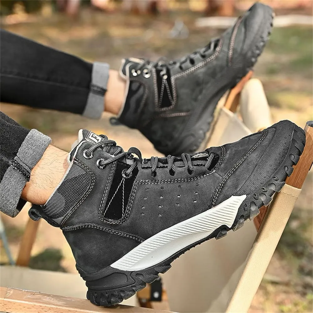 Men's Premium Leather Casual Walking Hiking Work Shoes Winter Waterproof Warm Snow Boots