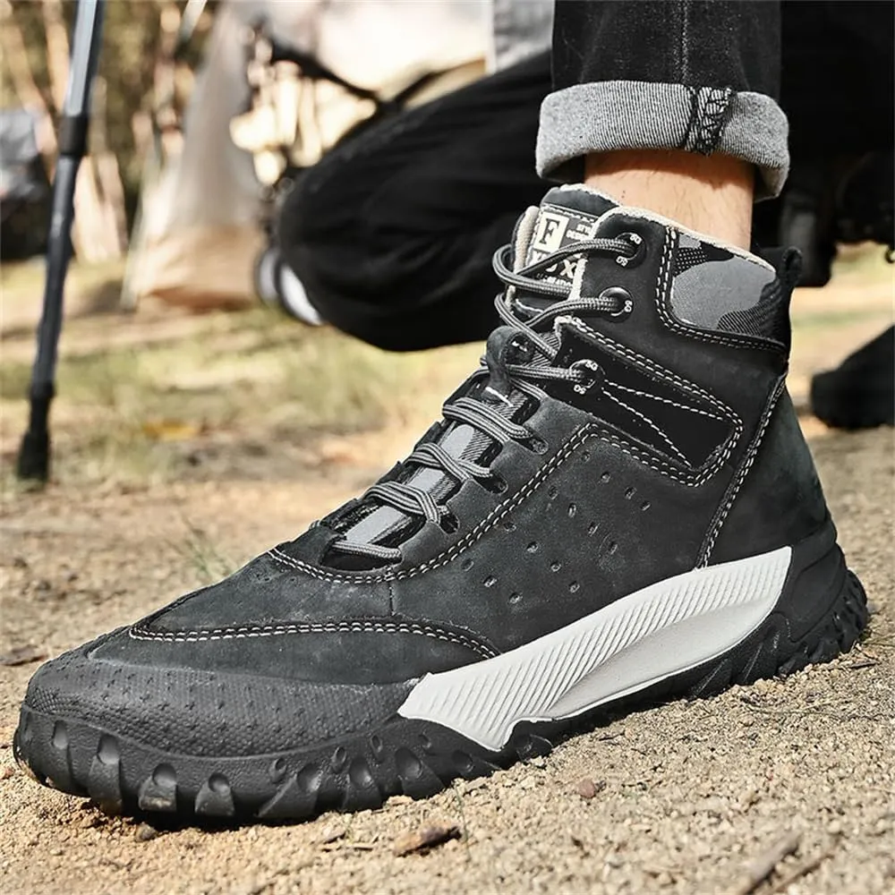 Men's Premium Leather Casual Walking Hiking Work Shoes Winter Waterproof Warm Snow Boots
