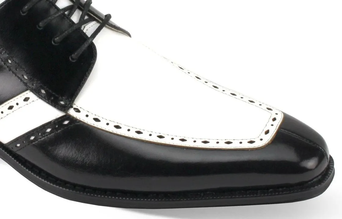 Mens Retro Fashion Black   White Leather Oxford Dress Shoes Giovanni MERRICK