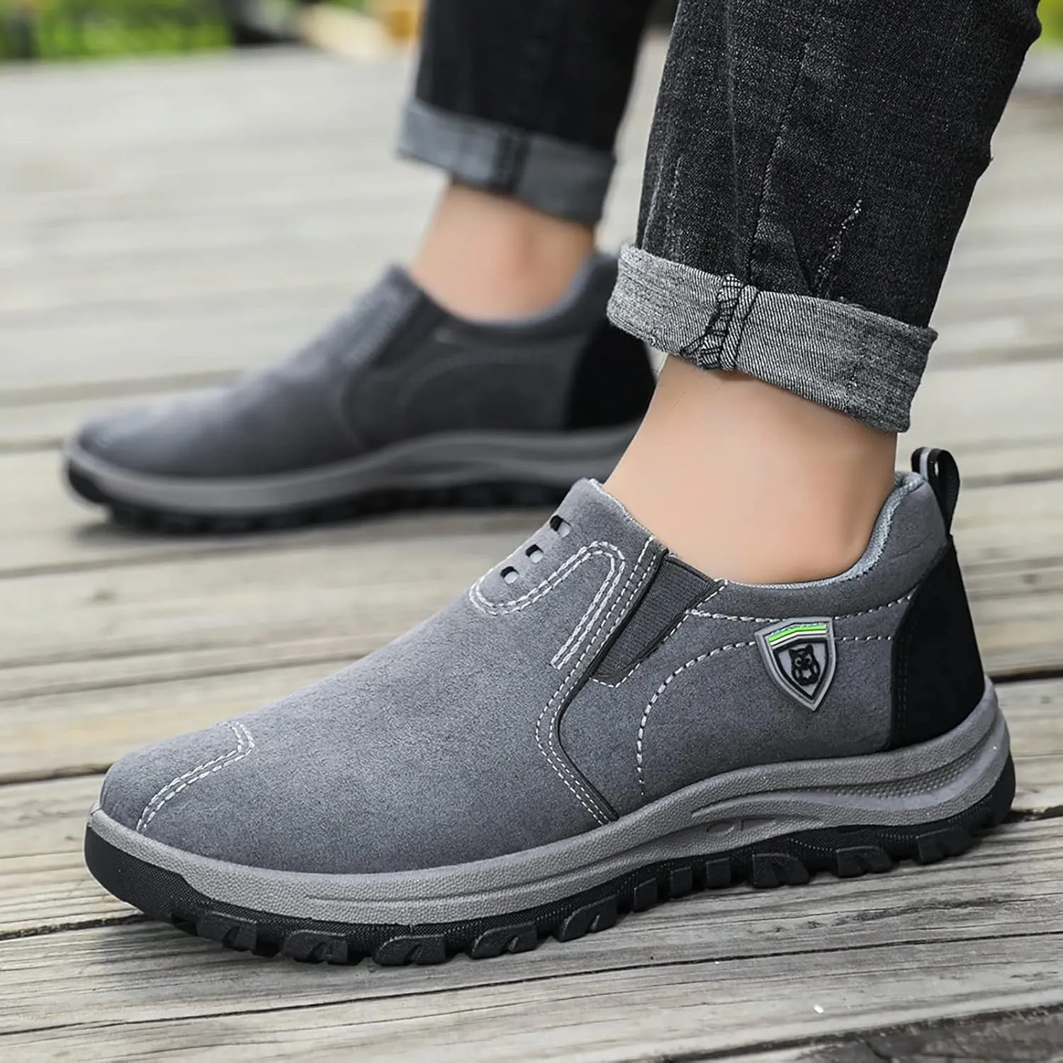 Mens Slip On Sneakers Suede Orthopedic Walking Shoes Non Slip Comfortable High Top Sneaker Lightweight Casual Breathable Running Shoes