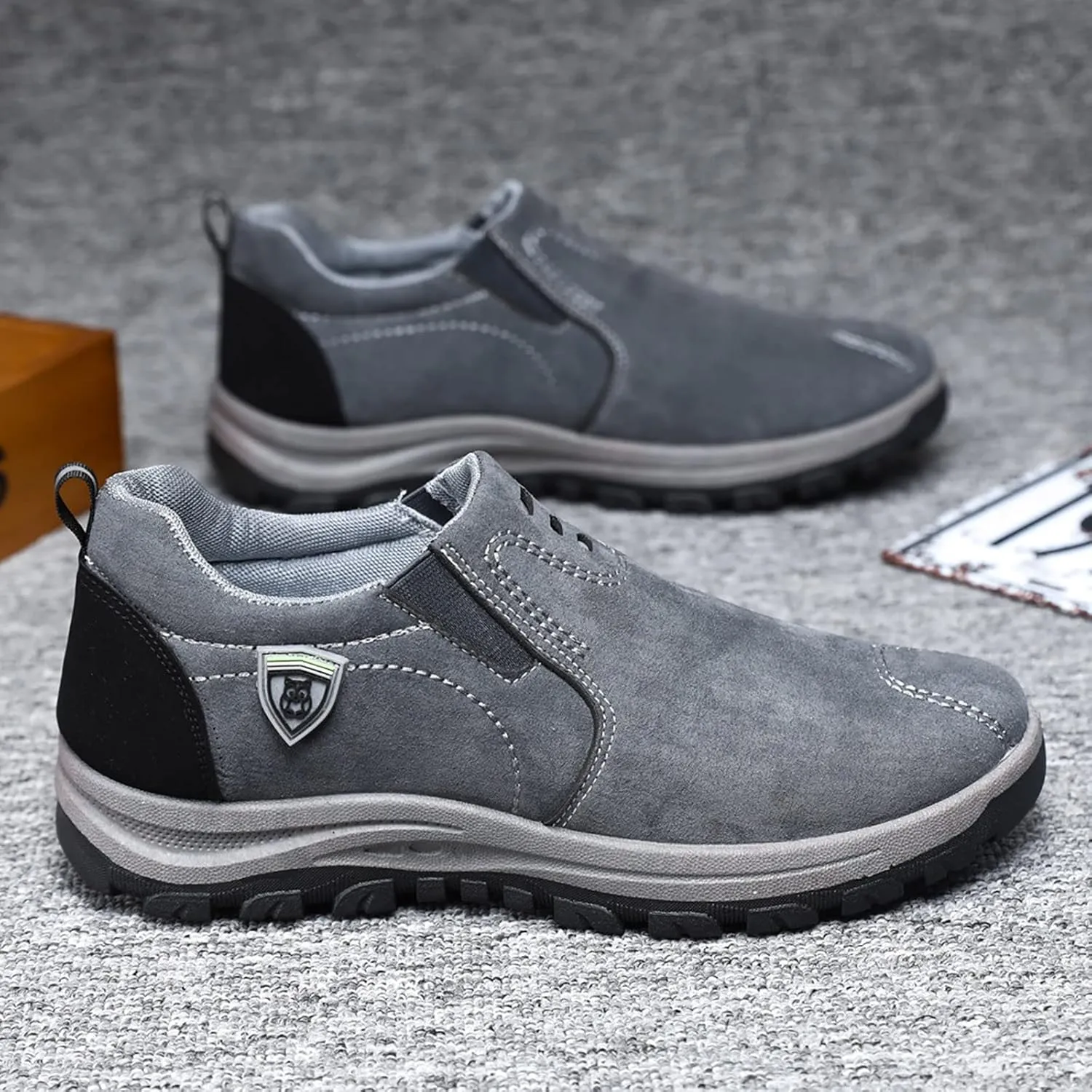 Mens Slip On Sneakers Suede Orthopedic Walking Shoes Non Slip Comfortable High Top Sneaker Lightweight Casual Breathable Running Shoes