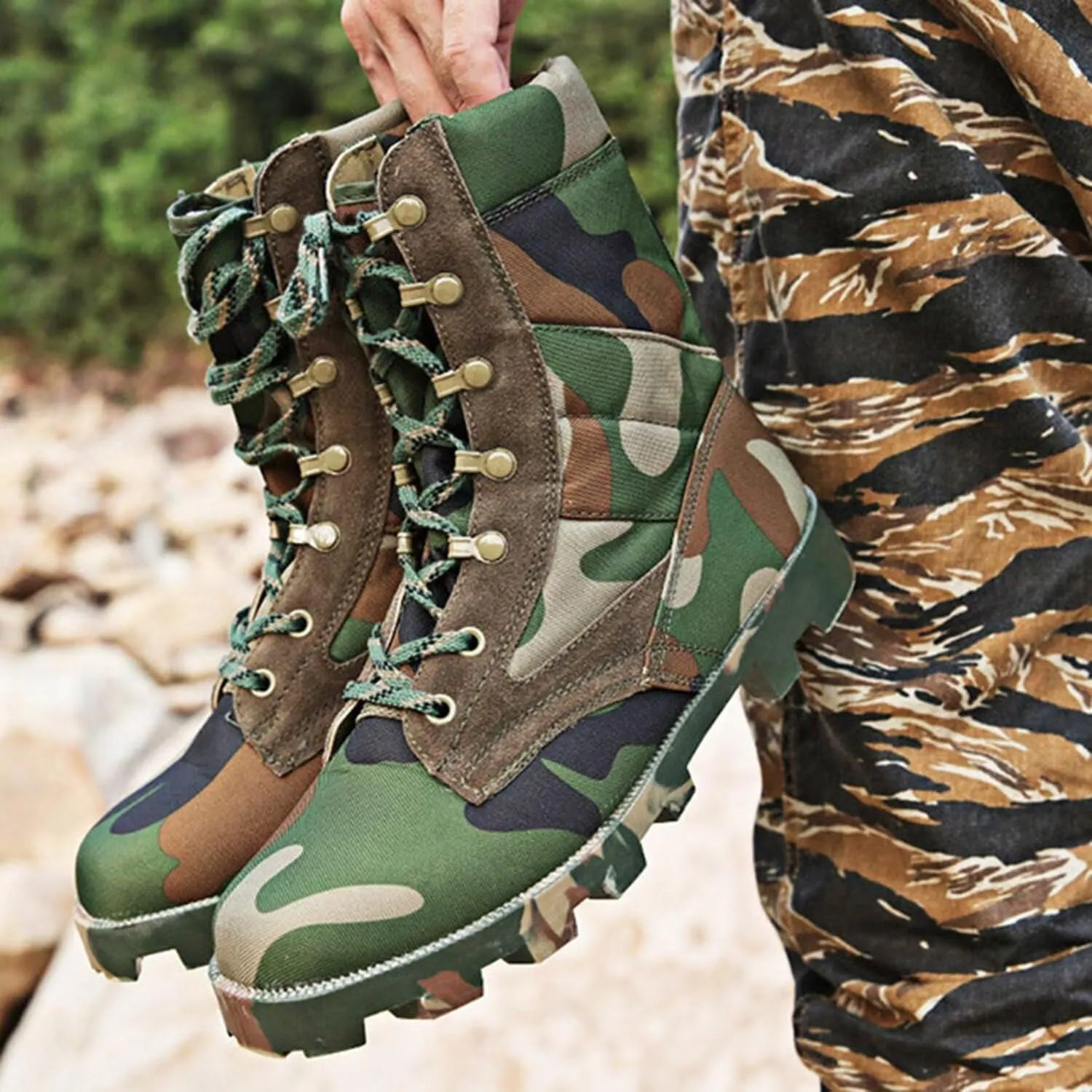 Men's Waterproof Work Military Tactical Boots Lightweight Comfortable Leather Outdoor Hiking Motorcycle Combat Boots