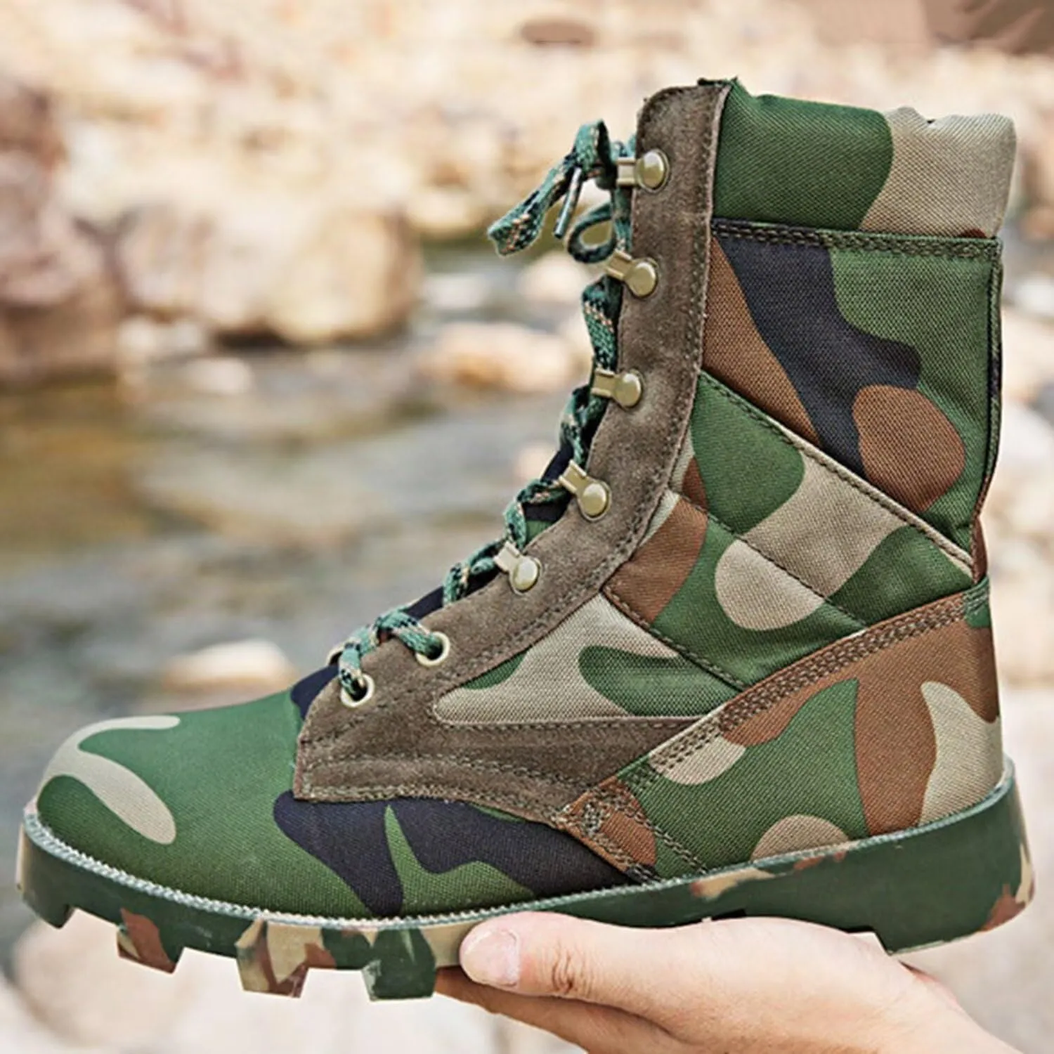 Men's Waterproof Work Military Tactical Boots Lightweight Comfortable Leather Outdoor Hiking Motorcycle Combat Boots